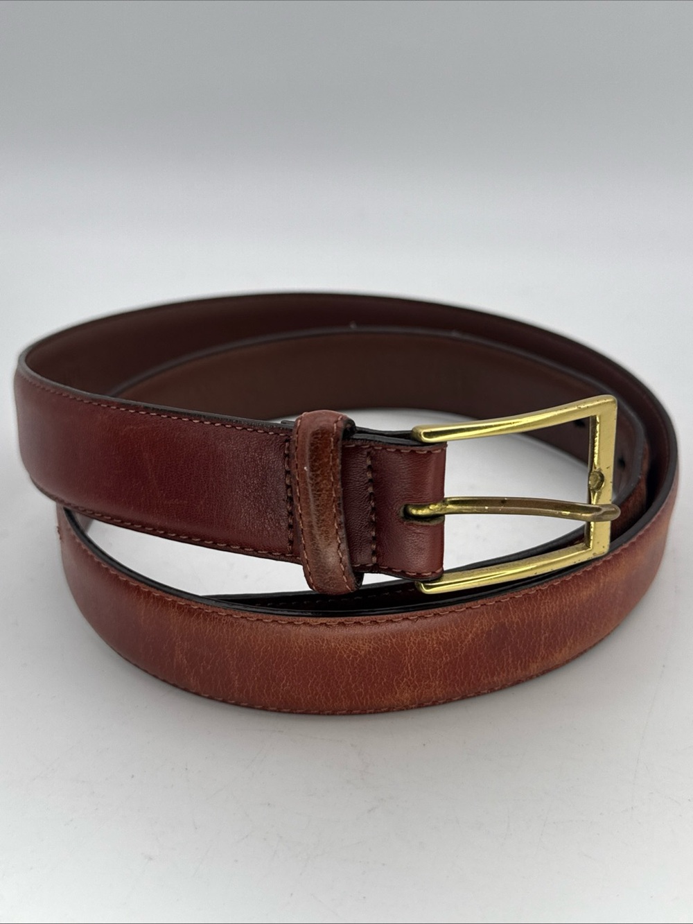 Brighton 36107 Vintage Anilina Glazed Cowhide Leather Belt Brown 36 USA